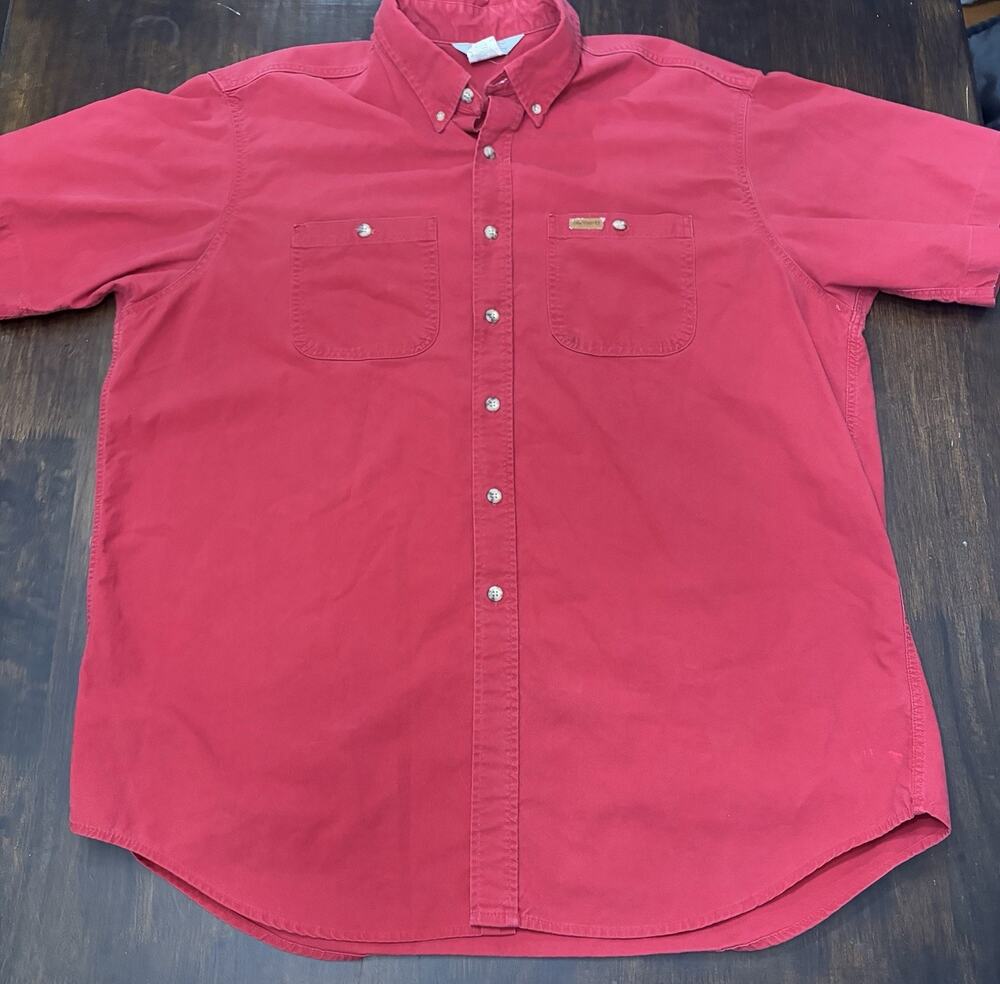 Vintage Carhartt MENS XL S18 CRI ‘Crimson Red’ Short Sleeve Button Up